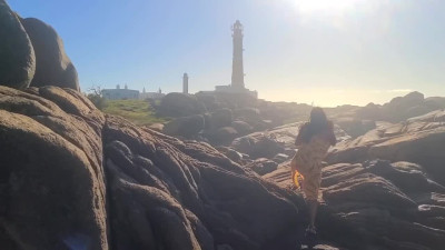 Stunning Slim Busty Latina Serene Makes Love To a Handsome Stranger On the Cliffs Of Cabo Polonio