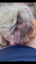 Blonde hooker takes a big shot on her ass in his car POV