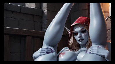 Stunning Busty Muscly AI-generated Sylvana Windrunner (WoW) Shows Her Charms & Takes Big Dicks