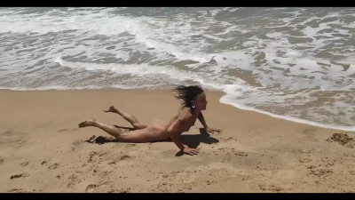 Skinny Latin bitch brought her husband to a wild beach fucking public lust.
