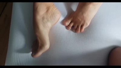 Horny mature woman gives you a nice footjob and then spreads her legs