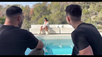 Got this latina bitch double penetrated by the pool