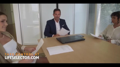 Horny co-workers team up and ask their boss for a raise