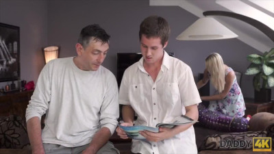 Blonde milf Nikki got caught fucking his dad