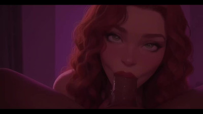 AI redhead deepthroating black dick in a club setting just for fun