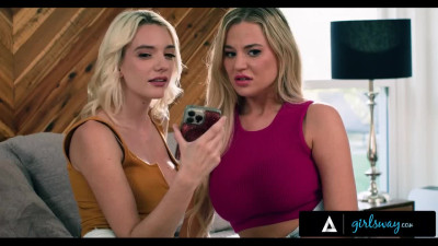 Two sexy blondies have a wild orgasm night where they cum non-stop