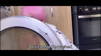 Cute stepsister got stuck and stuffed in the washing machine POV