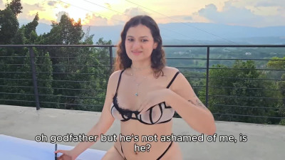 Chubby teen babe got fucked in outdoor bed