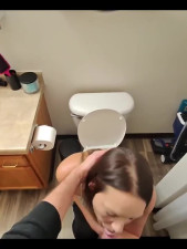 A slutty wife can't even go to the bathroom without her husband sliding his boner