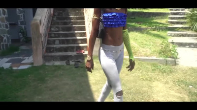 Skinny black teen turns on by her tight looks and jumps on dude's cock