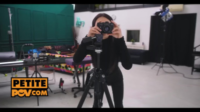 Skinny brit April seduces the guy she's been photographing POV
