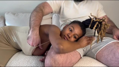 Shy ebony with massive natural tits gives blowjob and tittyfuck