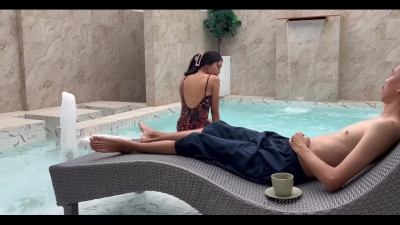 Hot Slim Bubble-assed Asian Babe Enjoys Wild Sex In the Swimming Pool & In the Bedroom