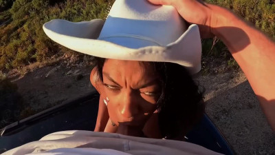 Sexy Busty Ebony Cowgirl Gets Her Bubble Ass Jizzed After Wild Outdoor Sex With Her BWC BF