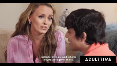 Sexy Busty Blonde MILF Pristine Edge Pleases Her Stepson With Hot Sex To Convince Him Get a Job