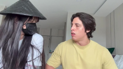 Muscular Arab Stud Raw Pounds Japanese Powerlifter On Birthday
