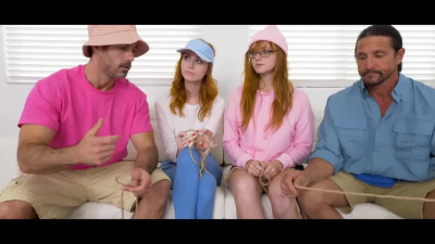 Lustful redheaded stepdaughters swap their daddies for more pleasure