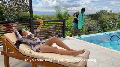 Sunbathing MILF's Interracial Poolside Adventure