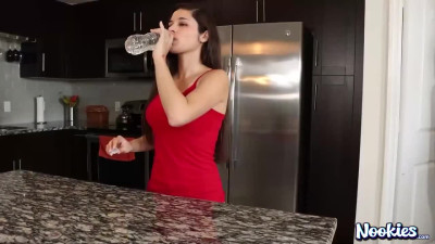 Slutty wife Cotten Redd gives a head for her husband's friend on a kitchen