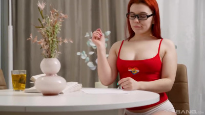 Redhead Fessa Lux Plays With Shaved Pussy Softly