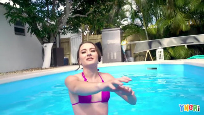 Slim Small-titted Spinner Veronica Church Reveals Her Slutty Skills In Hot Outdoor Scenes By the Pool