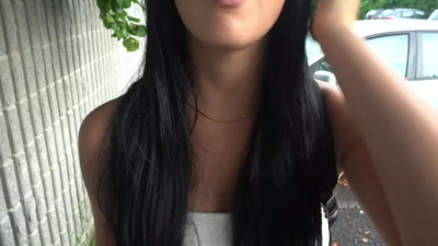 Schoolgirl Surprise: Brunette's Street Blowjob Adventure